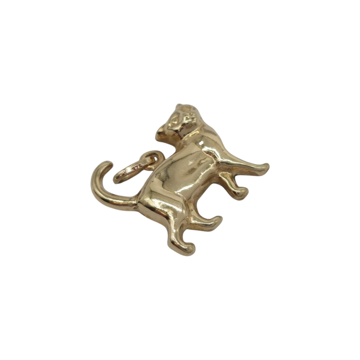 9ct 375 Yellow Gold Cat Charm L 1.4 cm 0.7 g.