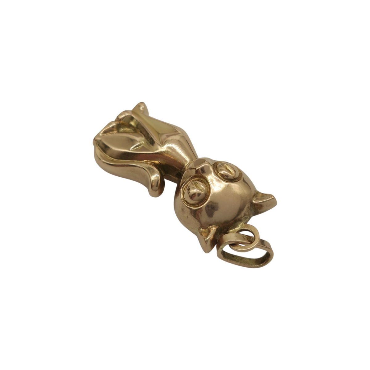 9ct 375 Yellow Gold Cat Charm c.1961 L 2.2 cm 2.2 g.