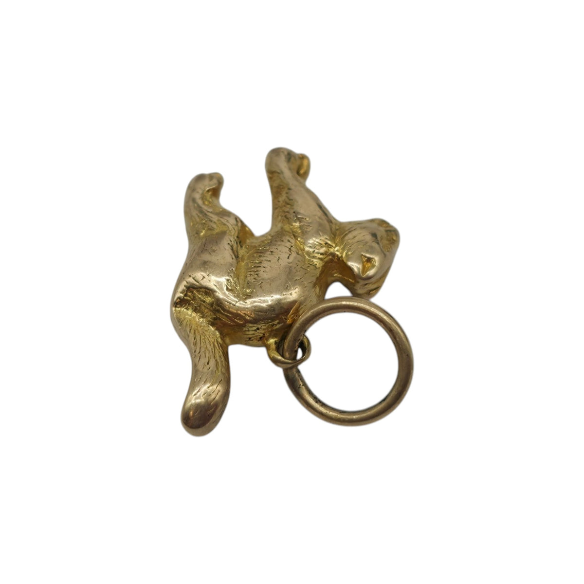 Cast 9ct Yellow Gold Cat Charm L 1.4 cm 3.0 g.