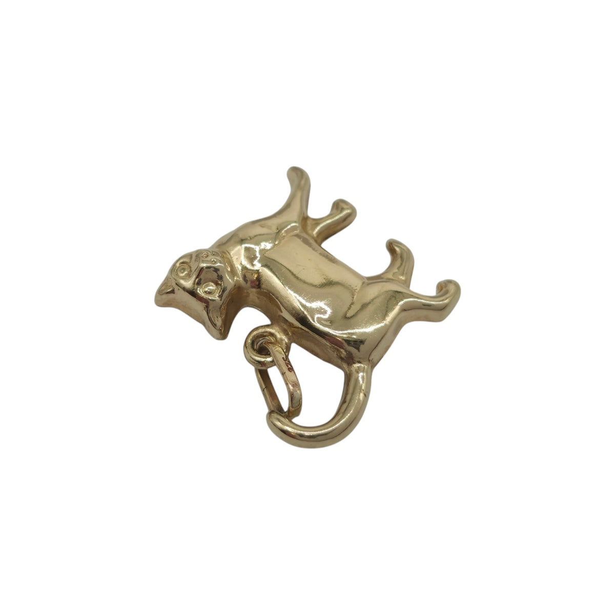 9ct 375 Yellow Gold Cat Charm L 1.4 cm 0.7 g.
