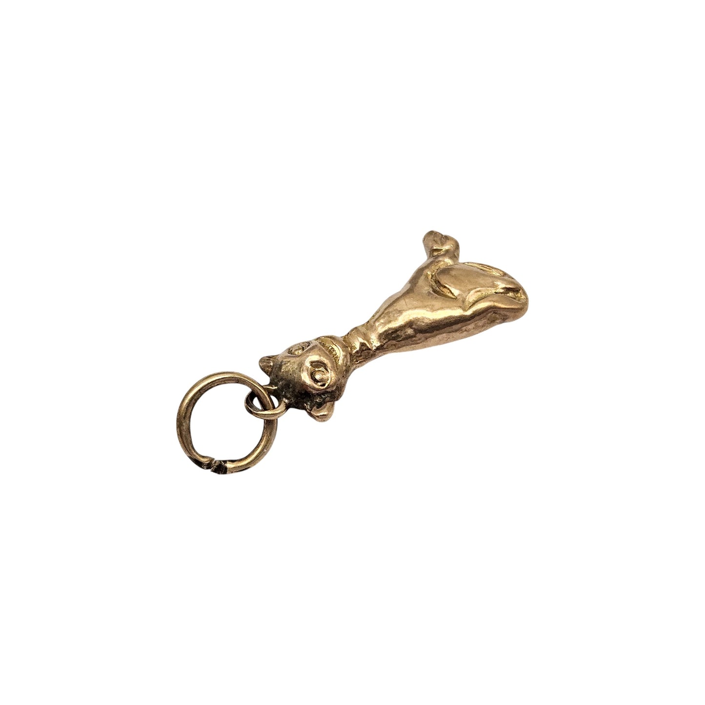 Antique 9ct Yellow Gold Cat Charm c.1900 L 1.6 cm 1.9 g.