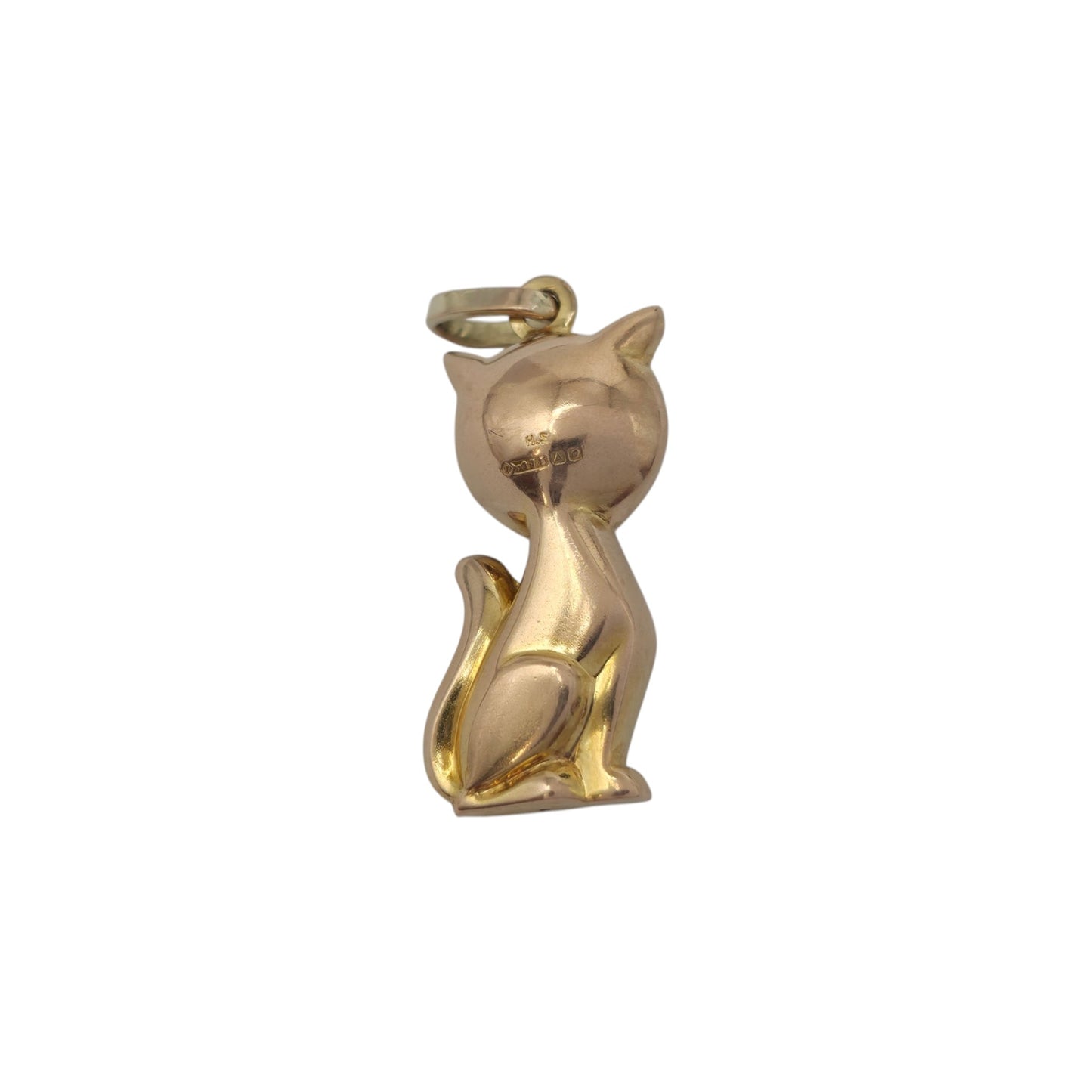 9ct 375 Yellow Gold Cat Charm 1963 L 2.2 cm 2.1 g.