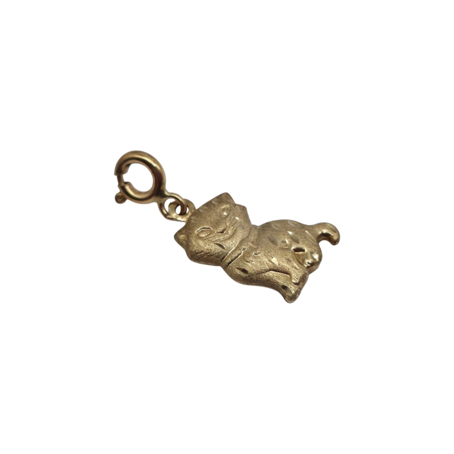 9ct Yellow Gold Cat Charm L 1.4 cm 0.7 g.
