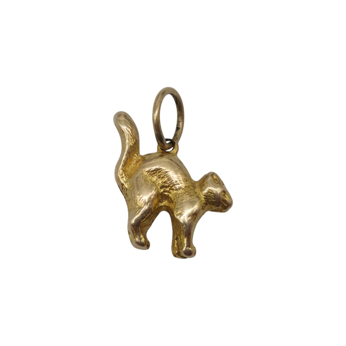 Cast 9ct Yellow Gold Cat Charm L 1.4 cm 3.0 g.