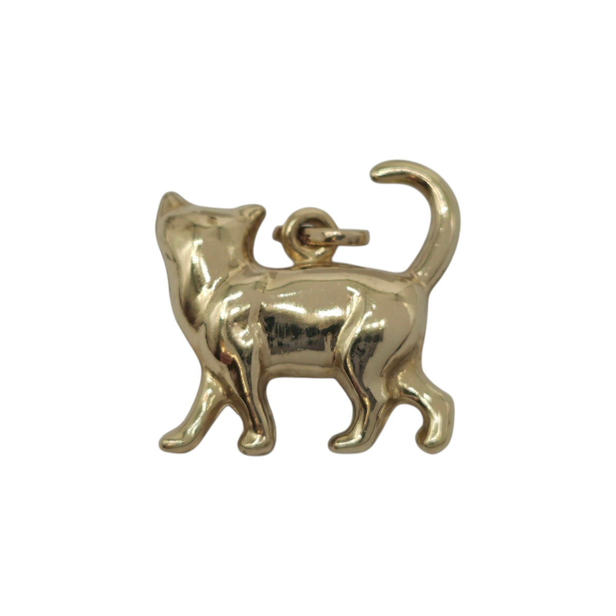 9ct 375 Yellow Gold Cat Charm L 1.4 cm 0.7 g.