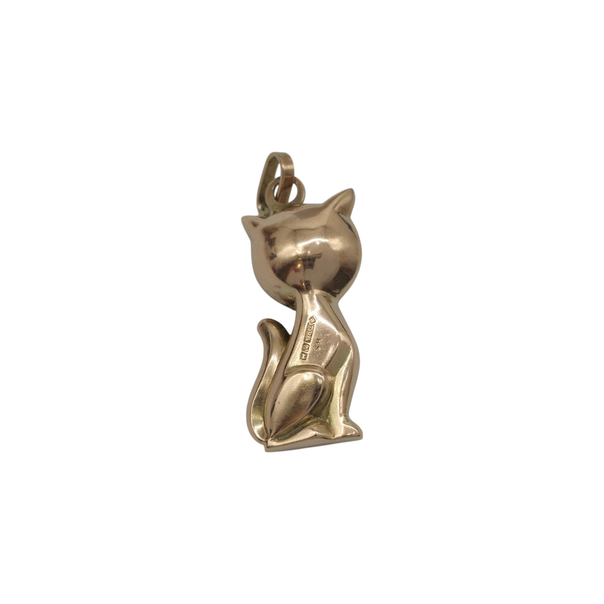 9ct 375 Yellow Gold Cat Charm c.1961 L 2.2 cm 2.2 g.
