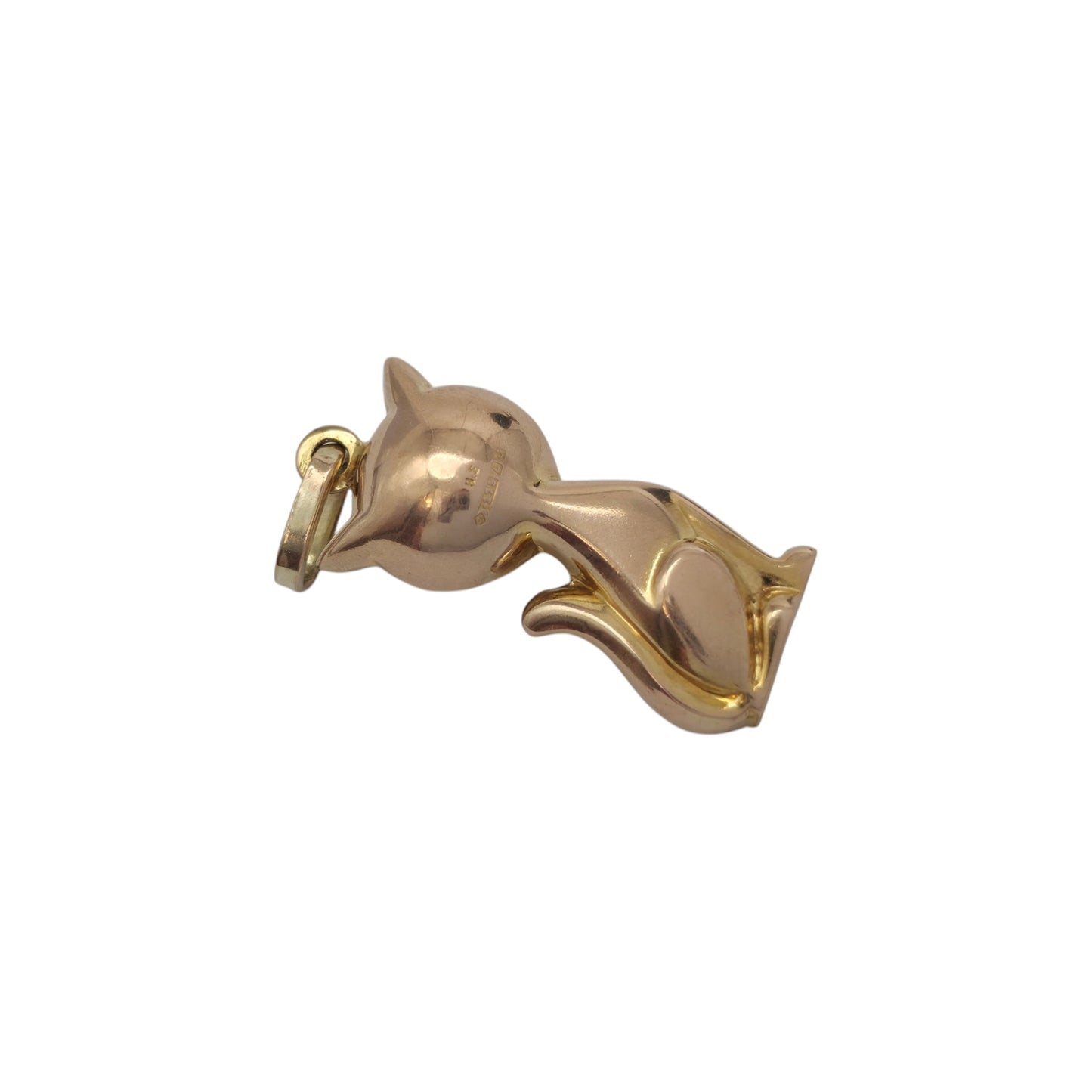9ct 375 Yellow Gold Cat Charm 1963 L 2.2 cm 2.1 g.