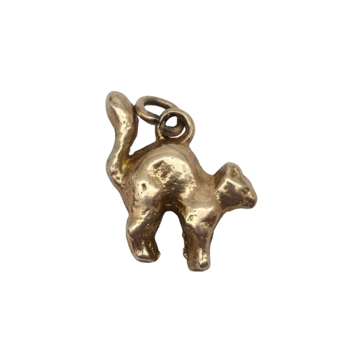 Cast 9ct Yellow Gold Cat Charm c.1960's L 1.3 cm 2.8 g.