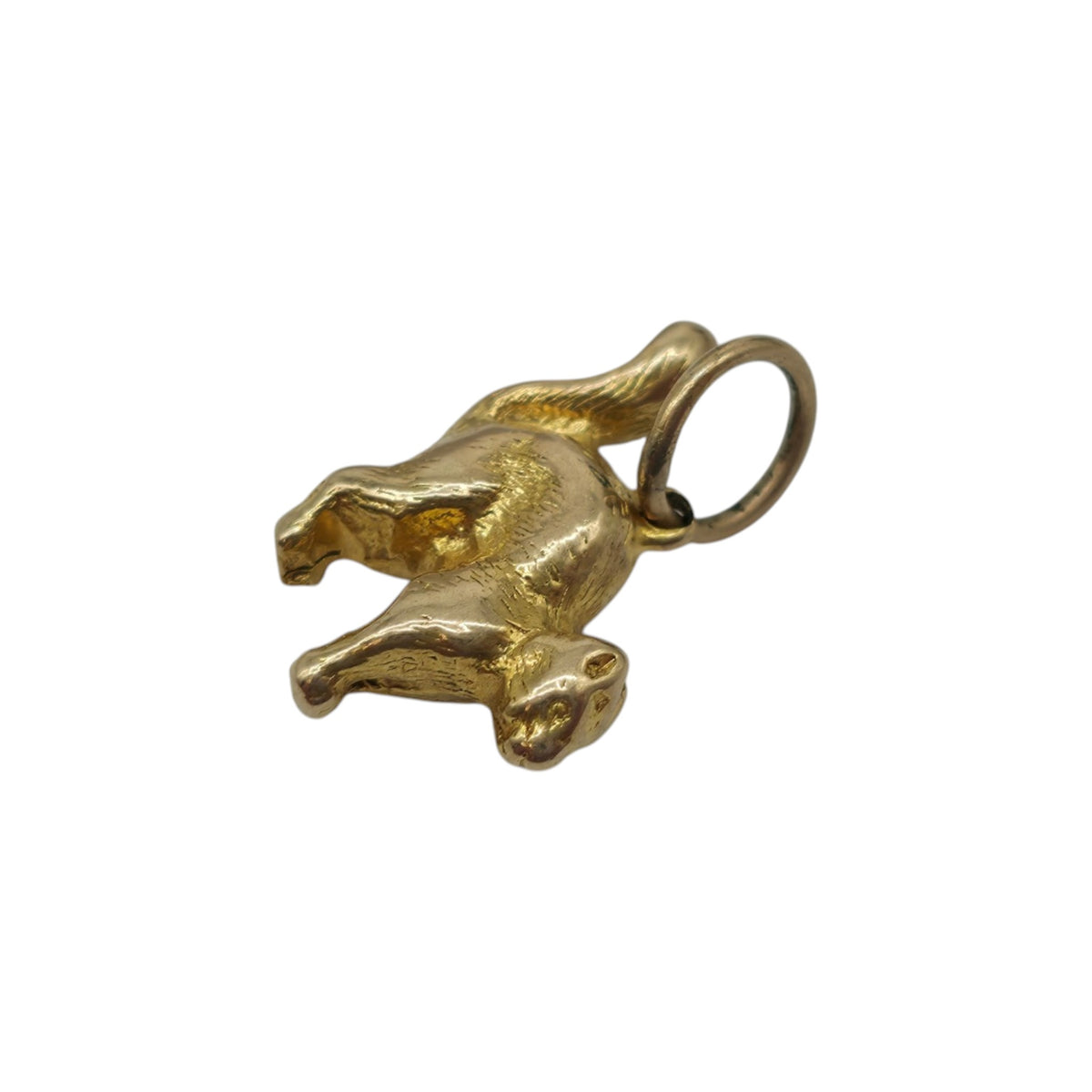 Cast 9ct Yellow Gold Cat Charm L 1.4 cm 3.0 g.