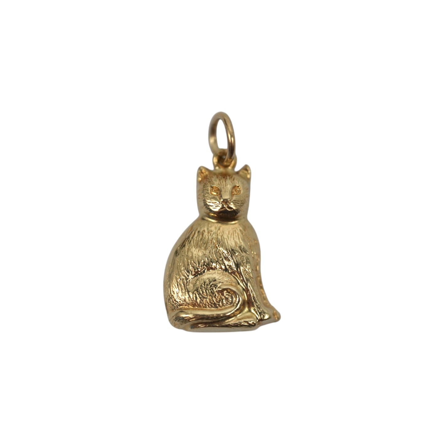 9ct 375 Yellow Gold Cat Charm 1966 L 1.6 cm 1.0 g.