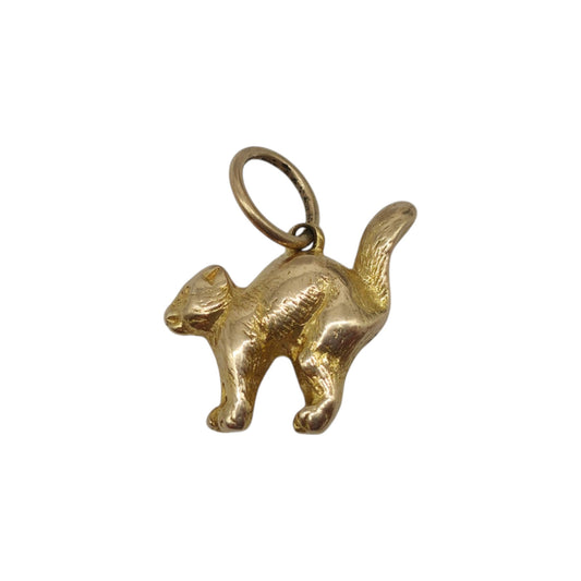 Cast 9ct Yellow Gold Cat Charm L 1.4 cm 3.0 g.