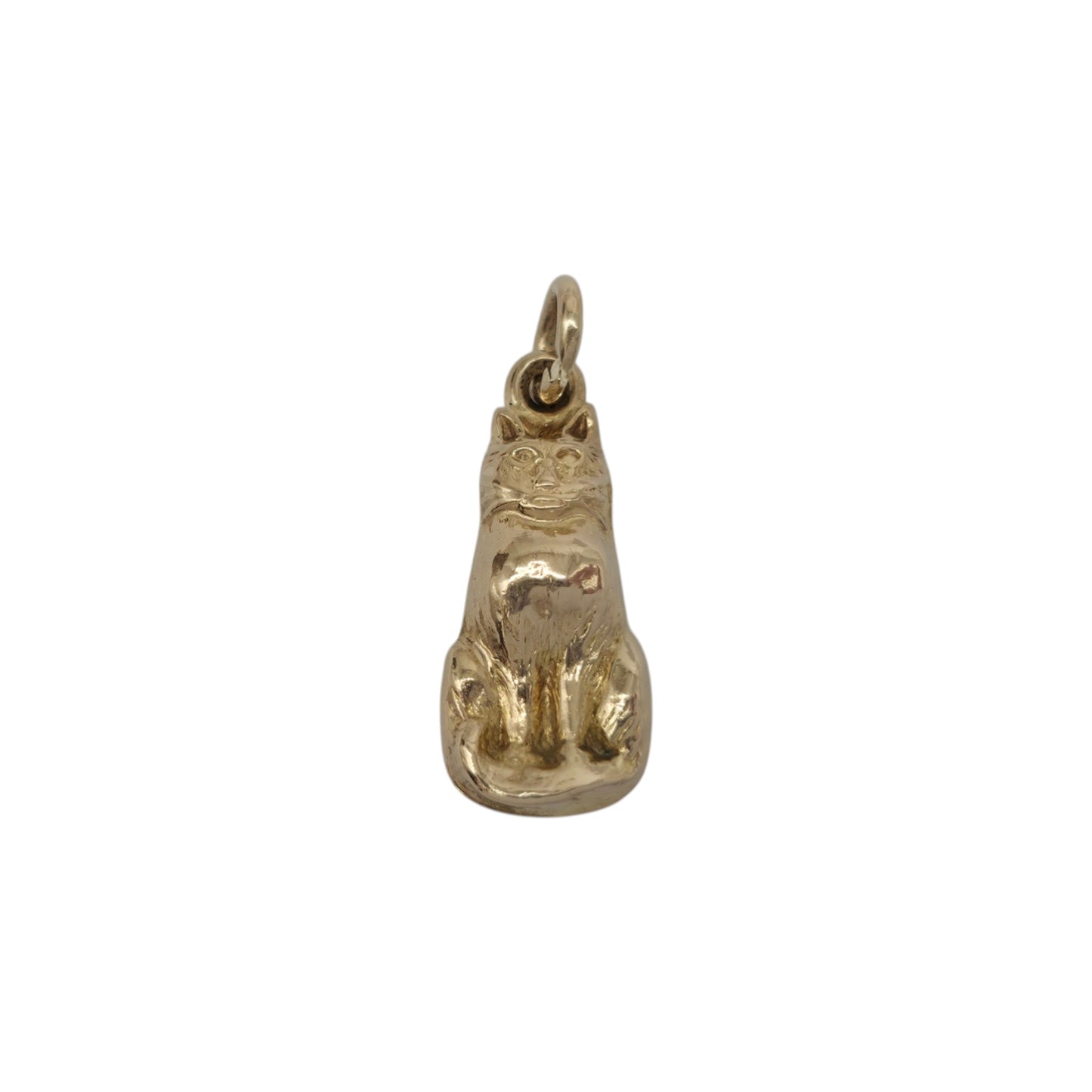 9ct 375 Yellow Gold Cat Charm 1959 L 1.5 cm 0.6 g.