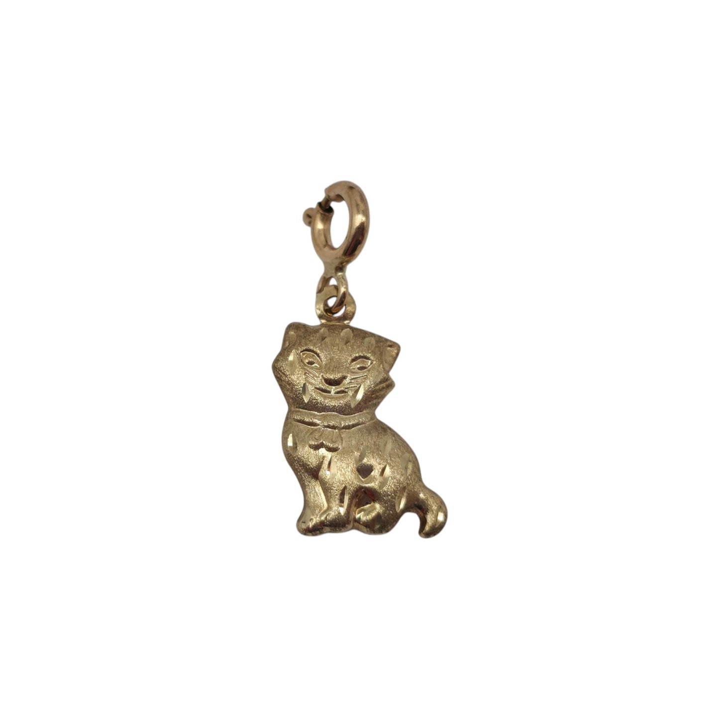 9ct Yellow Gold Cat Charm L 1.4 cm 0.7 g.