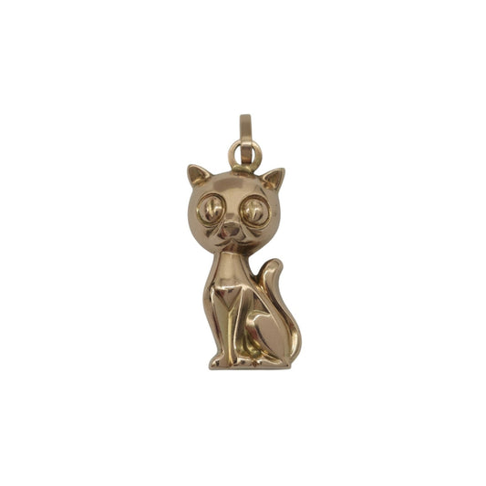 9ct 375 Yellow Gold Cat Charm c.1961 L 2.2 cm 2.2 g.