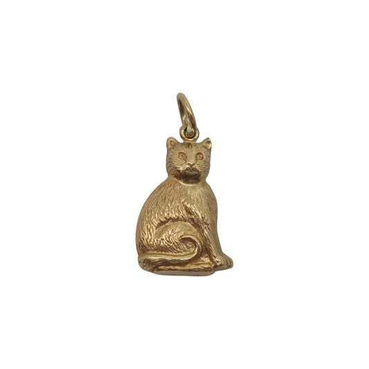 9ct 375 Yellow Gold Seated Cat Charm 1973 L 1.6 cm 1.0 g.