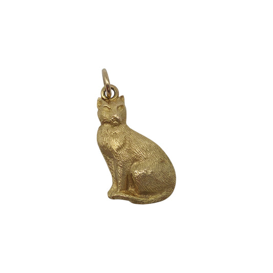 9ct 375 Yellow Gold Cat Charm 1970 L 2.1 cm 3.7 g.