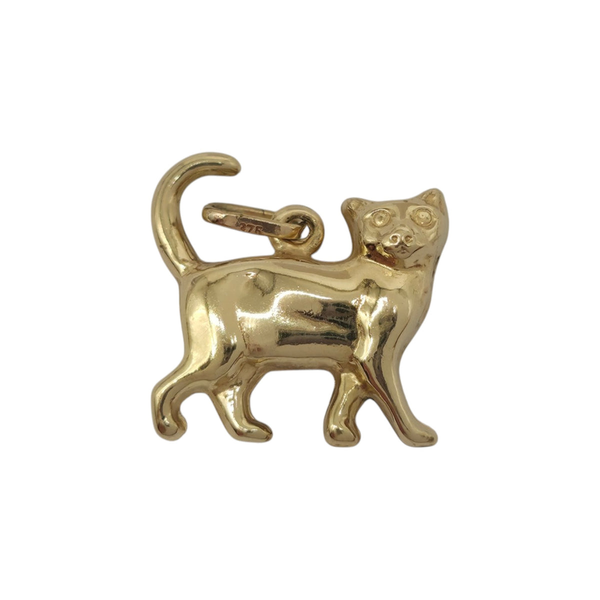 9ct 375 Yellow Gold Cat Charm L 1.4 cm 0.7 g.