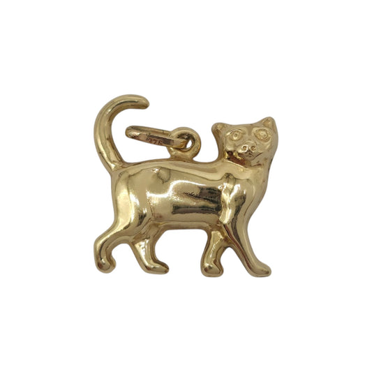9ct 375 Yellow Gold Cat Charm L 1.4 cm 0.7 g.