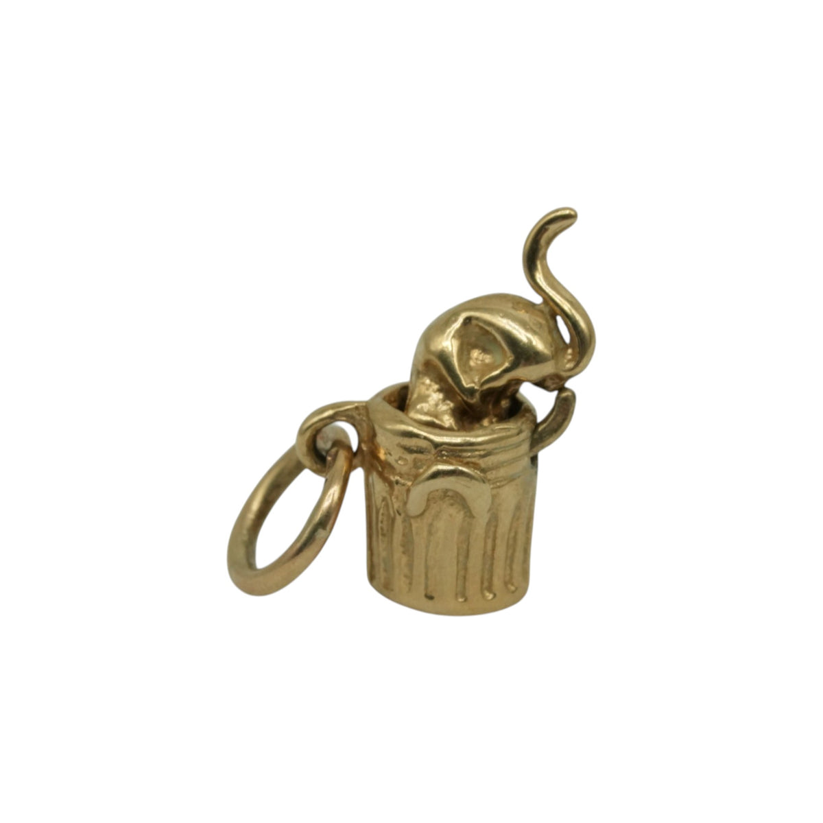 9ct 375 Yellow Gold Articulated Cat In The Bin Charm L 0.9 cm 1.2 g.