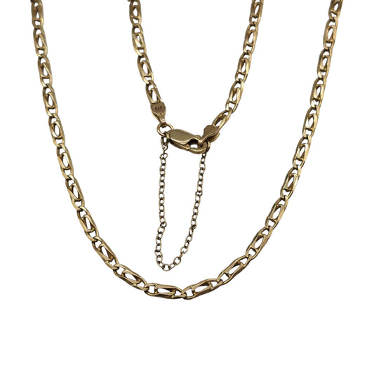 a pre-owned 9ct gold Fancy Link Chain with Lobster Clasp and Safety Chain.