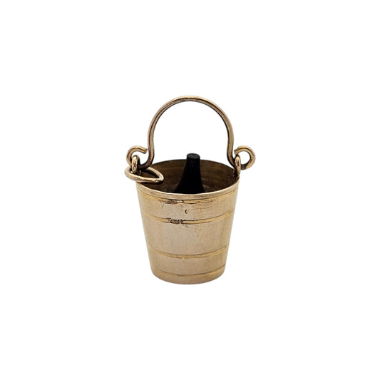 9ct 375 Yellow Gold Champagne Bucket Charm 1964 L 2.1 cm 1.9 g.