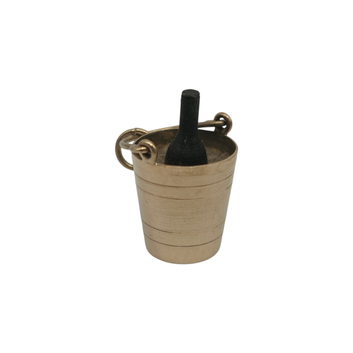 9ct 375 Yellow Gold Champagne Bucket Charm 1977 L 2.3 cm 1.6 g.