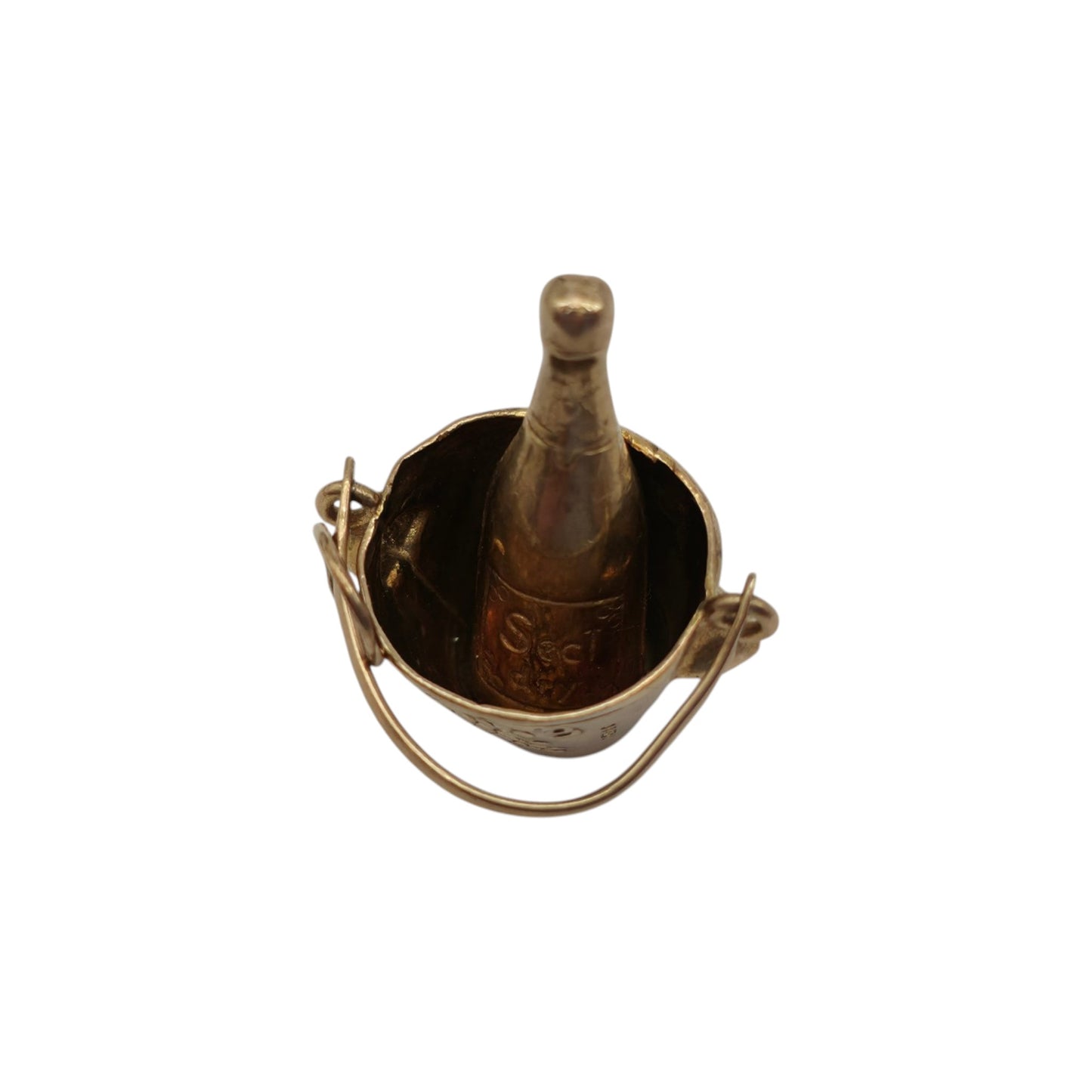 Georg Jensen 9ct 375 Yellow Gold Champagne Bucket Charm 1963 L 2.0 cm 2.2 g.