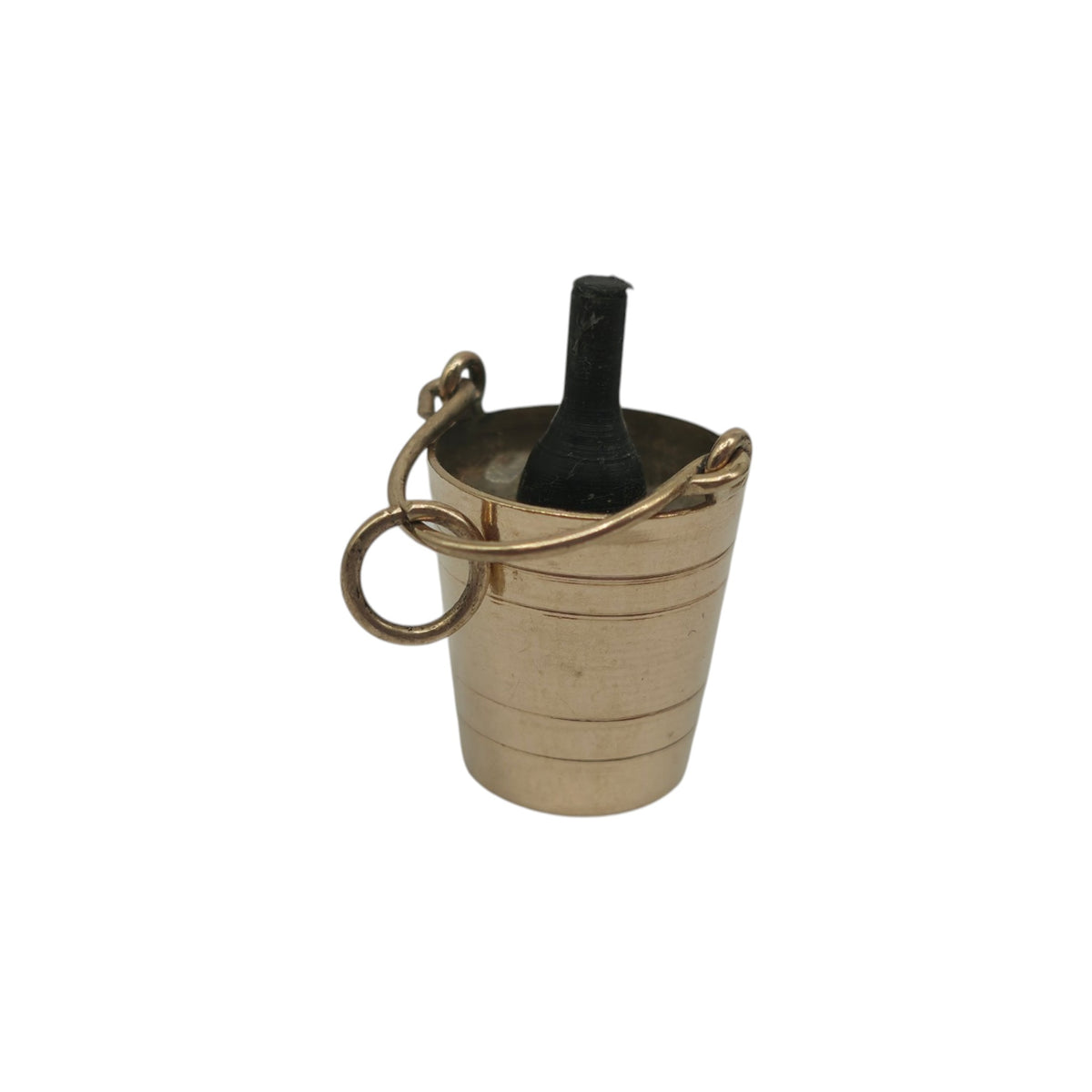 9ct 375 Yellow Gold Champagne Bucket Charm 1977 L 2.3 cm 1.6 g.