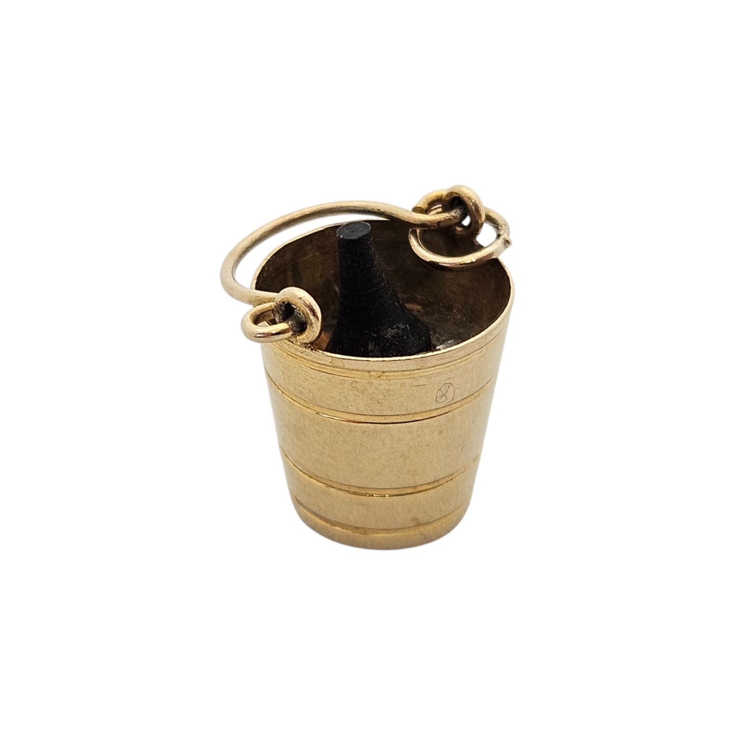 9ct 375 Yellow Gold Champagne Bucket Charm 1964 L 2.1 cm 1.9 g.