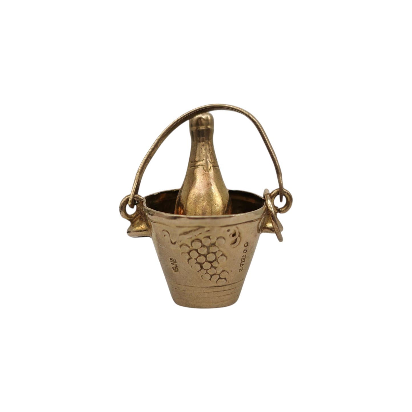 Georg Jensen 9ct 375 Yellow Gold Champagne Bucket Charm 1963 L 2.0 cm 2.2 g.
