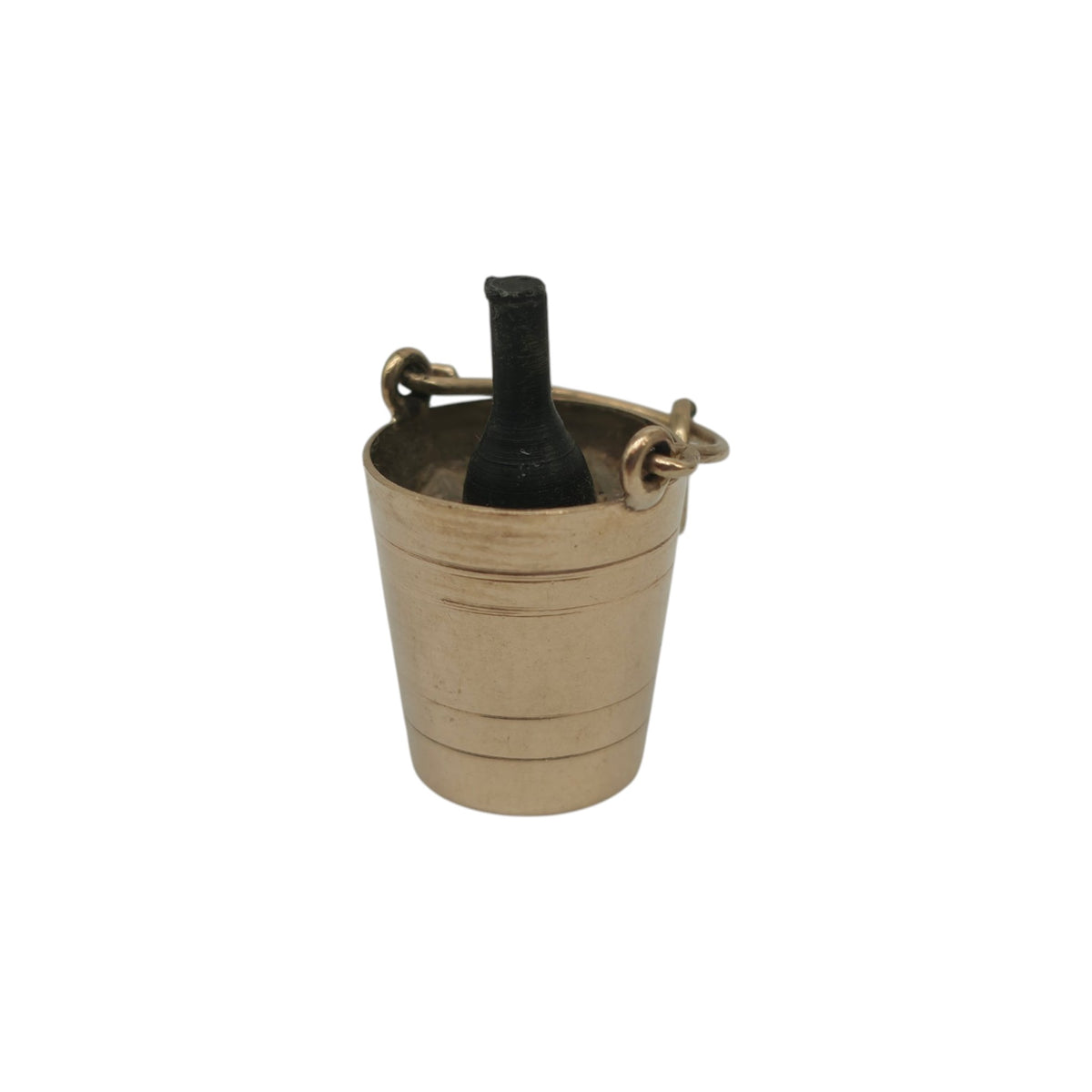 9ct 375 Yellow Gold Champagne Bucket Charm 1977 L 2.3 cm 1.6 g.