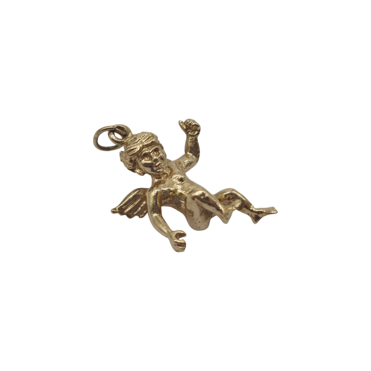 9ct 375 Yellow Gold Cherub Charm 1979 L 2.0 cm 3.2 g.