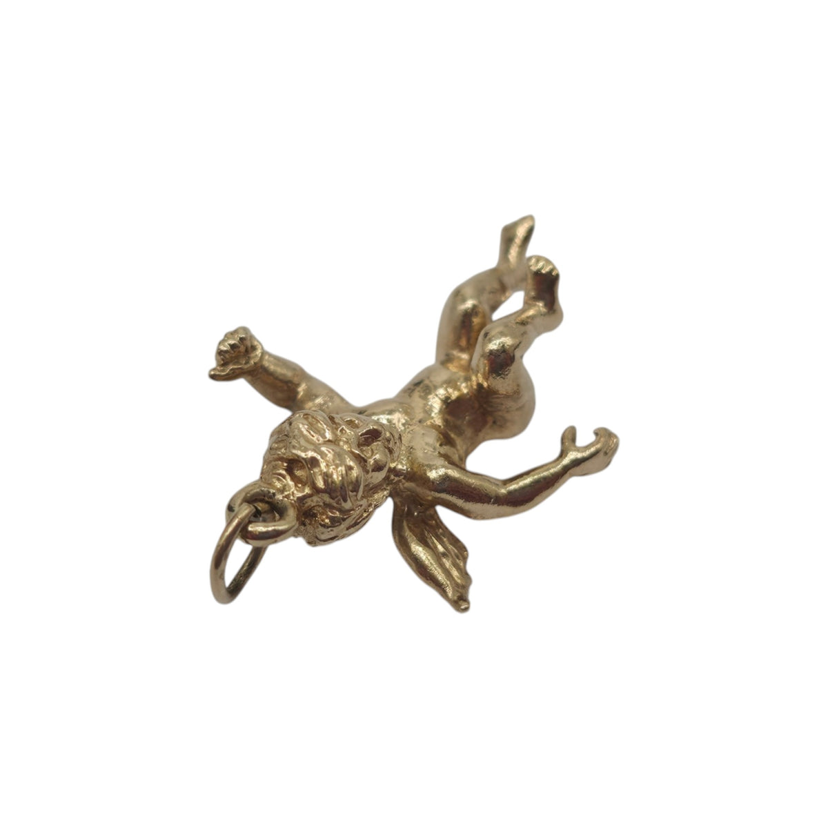 9ct 375 Yellow Gold Cherub Charm 1979 L 2.0 cm 3.2 g.