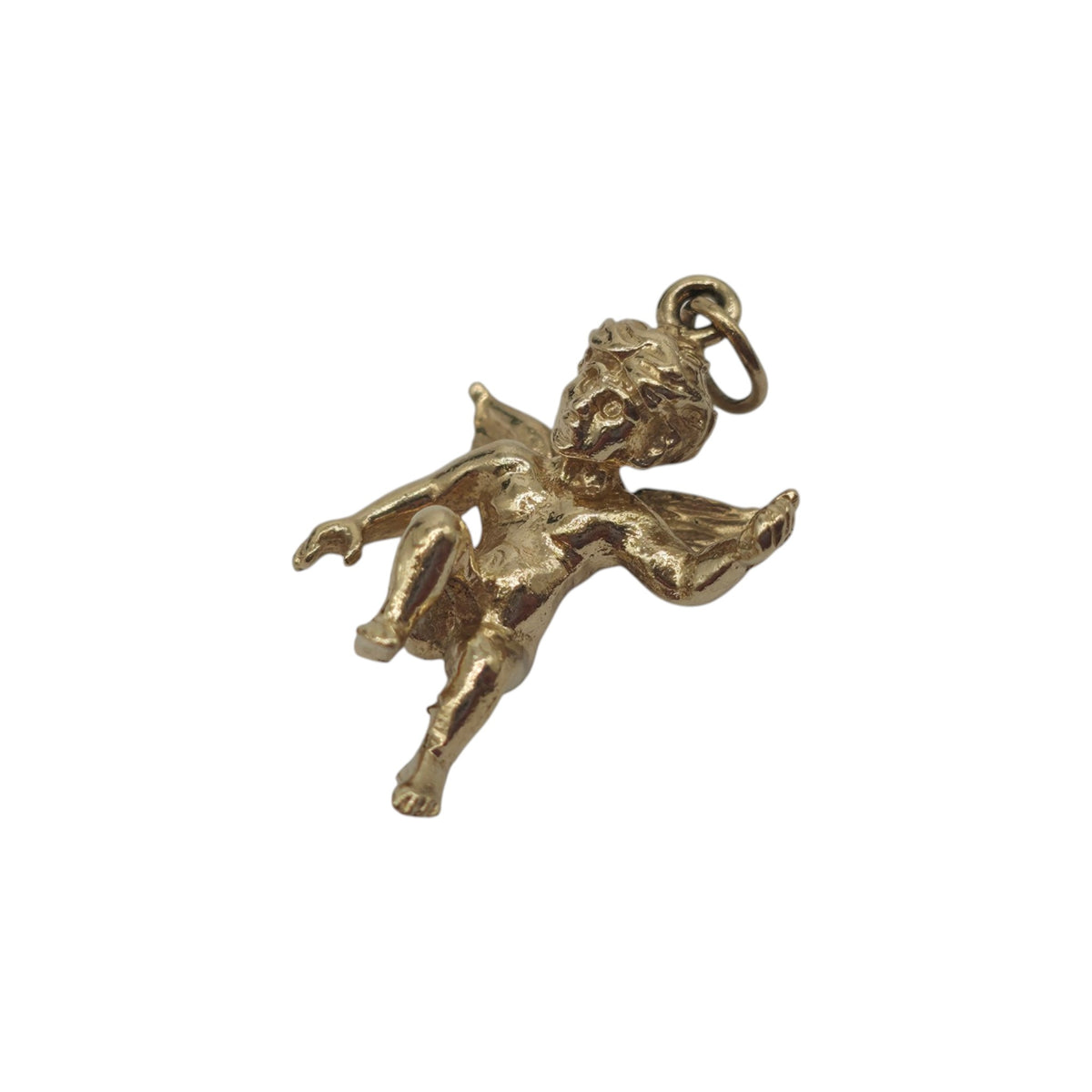 9ct 375 Yellow Gold Cherub Charm 1979 L 2.0 cm 3.2 g.