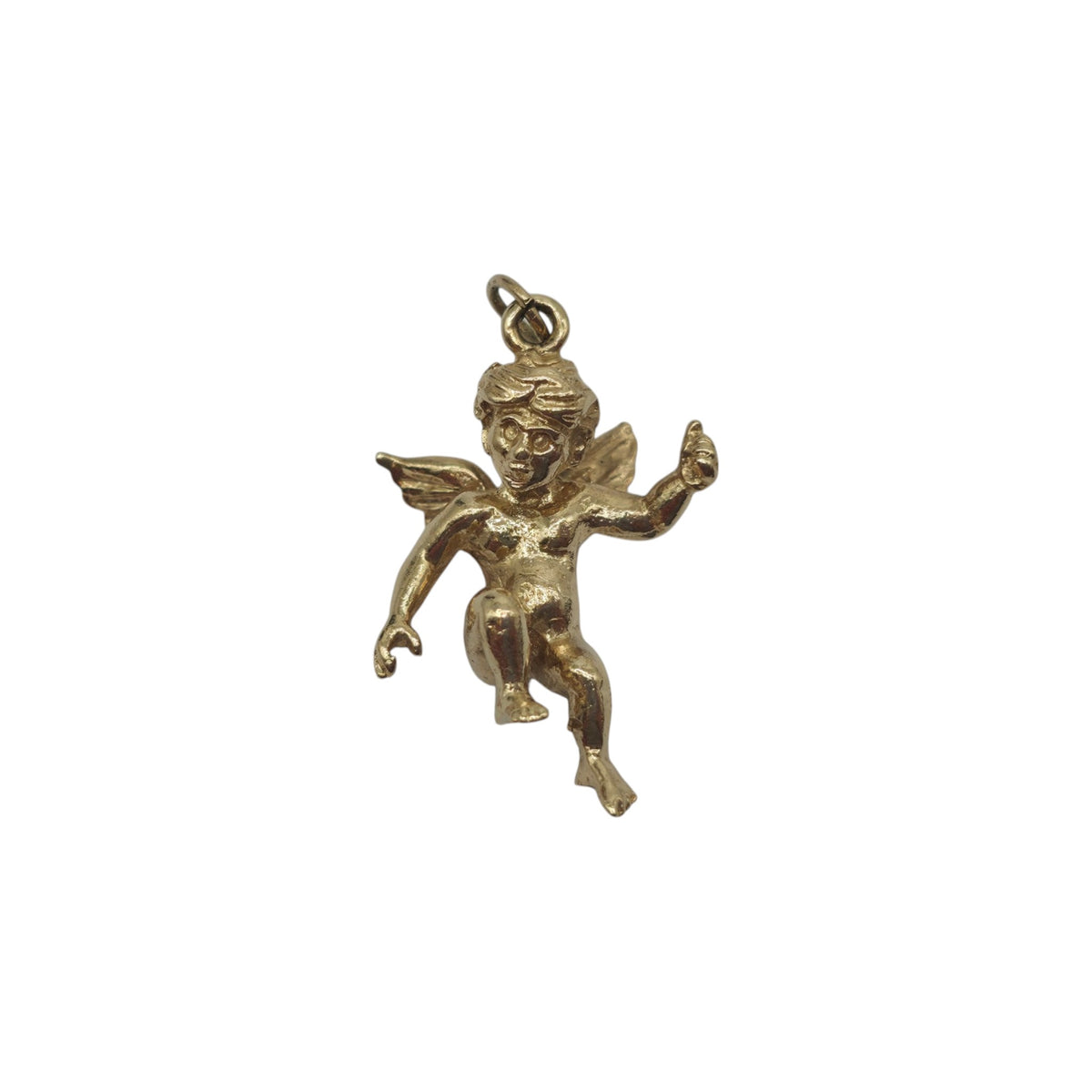 9ct 375 Yellow Gold Cherub Charm 1979 L 2.0 cm 3.2 g.
