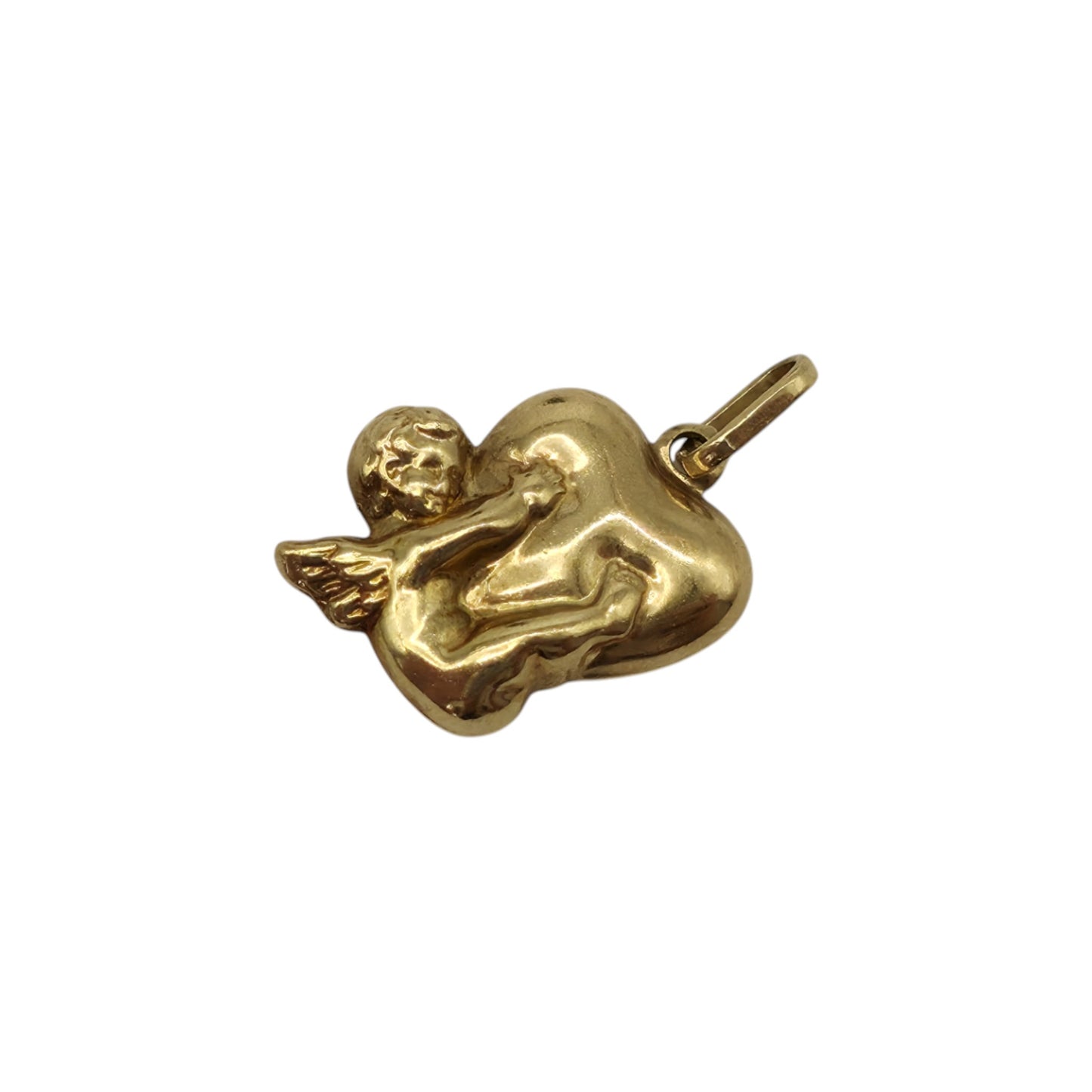 9ct Yellow Gold Cherub With Heart Charm L 1.2 cm 0.5 g.