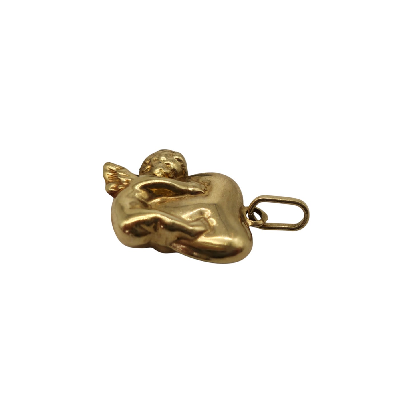 9ct Yellow Gold Cherub With Heart Charm L 1.2 cm 0.5 g.
