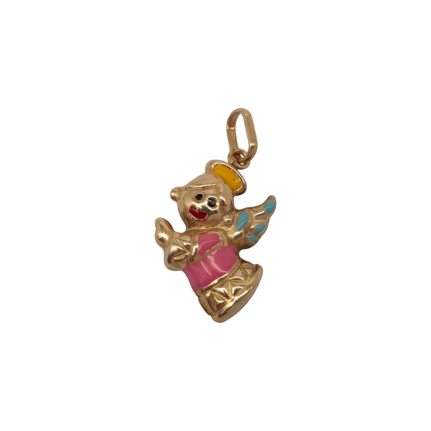 9ct 375 Yellow Gold & Enamel Cherub Pendant L 1.8 cm 1.5 g.
