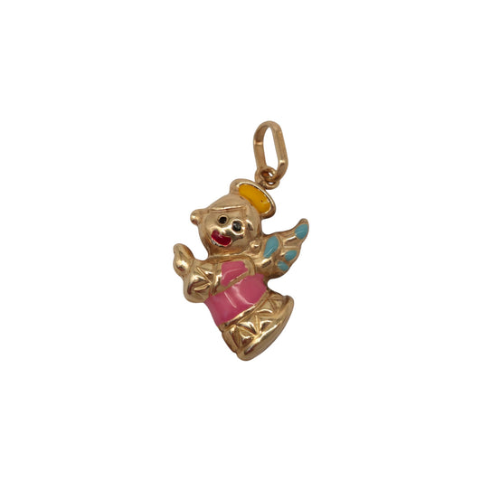 9ct 375 Yellow Gold & Enamel Cherub Pendant L 1.8 cm 1.5 g.