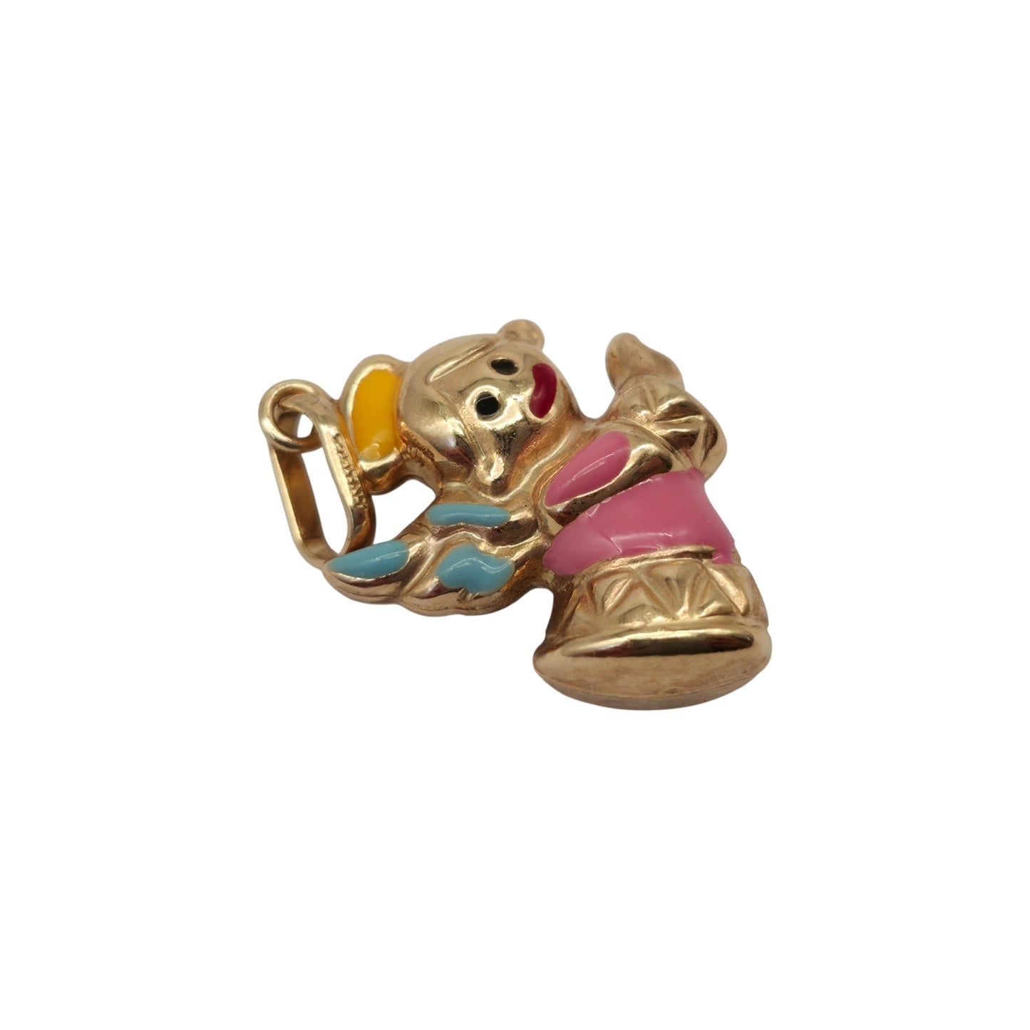 9ct 375 Yellow Gold & Enamel Cherub Pendant L 1.8 cm 1.5 g.