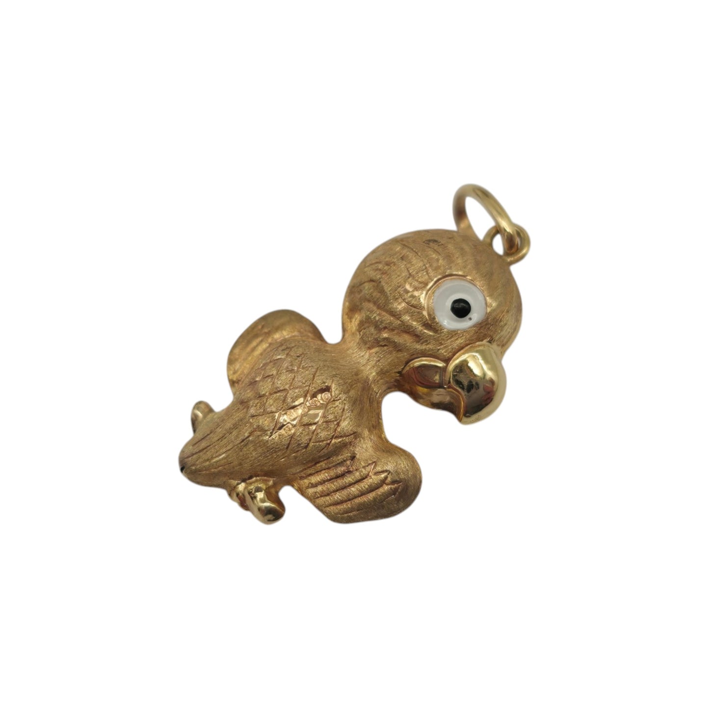 9ct 375 Yellow Gold & Enamel Chick Charm 1977 L 2.2 cm 1.1 g.