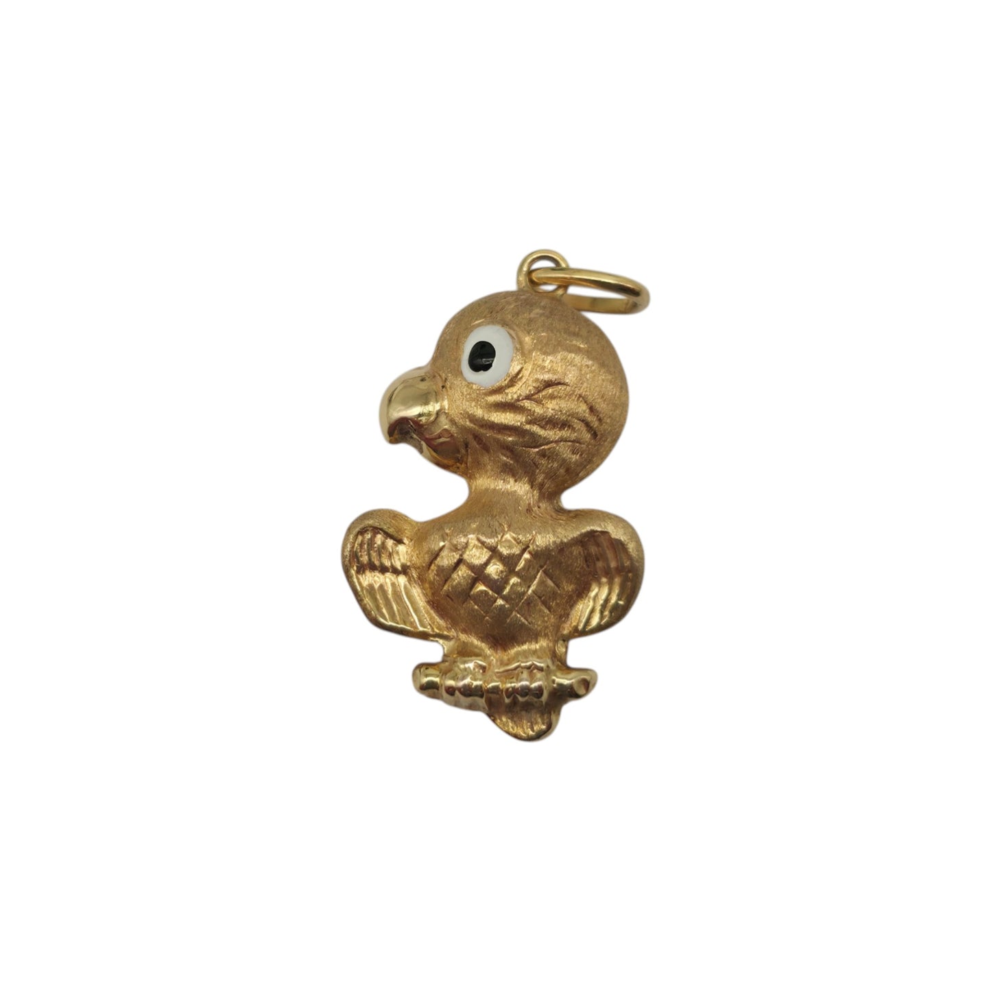 9ct 375 Yellow Gold & Enamel Chick Charm 1977 L 2.2 cm 1.1 g.