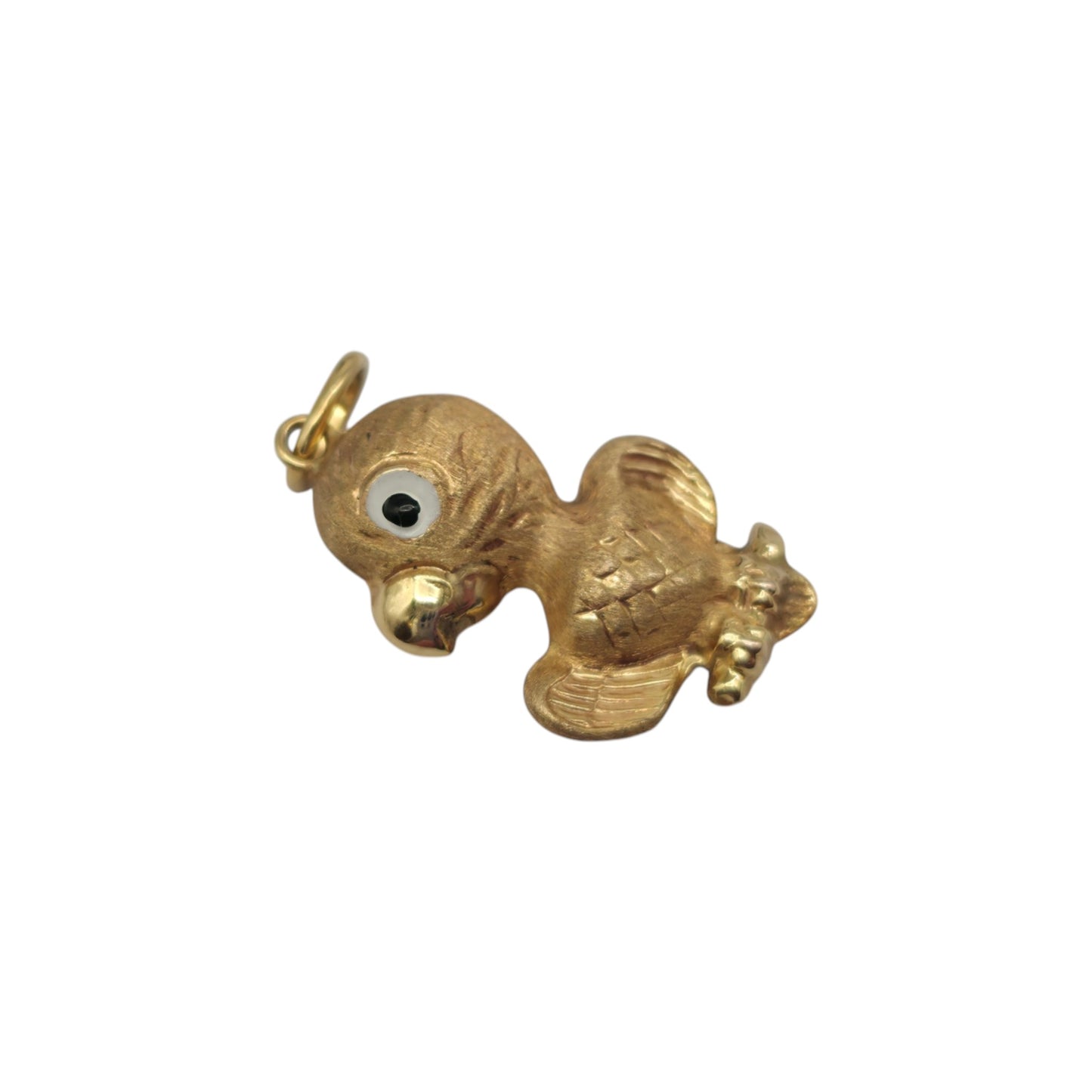 9ct 375 Yellow Gold & Enamel Chick Charm 1977 L 2.2 cm 1.1 g.