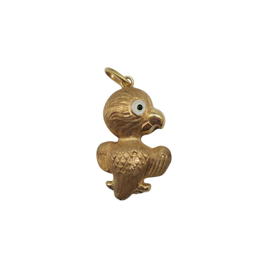 9ct 375 Yellow Gold & Enamel Chick Charm 1977 L 2.2 cm 1.1 g.