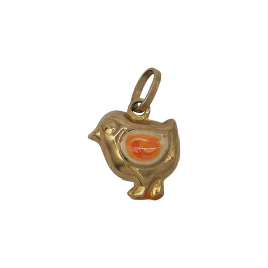 9ct 375 Yellow Gold & Enamel Chick Charm L 0.8 cm 0.3 g.