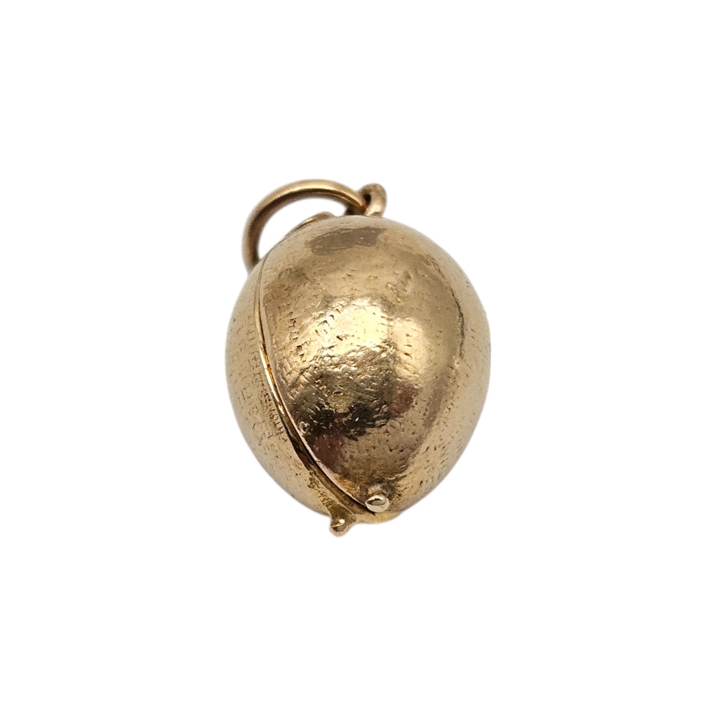 Heavy 9ct 375 Yellow Gold Chick Inside Egg Opening Charm c.1958 L 1.5 cm 6.2 g.