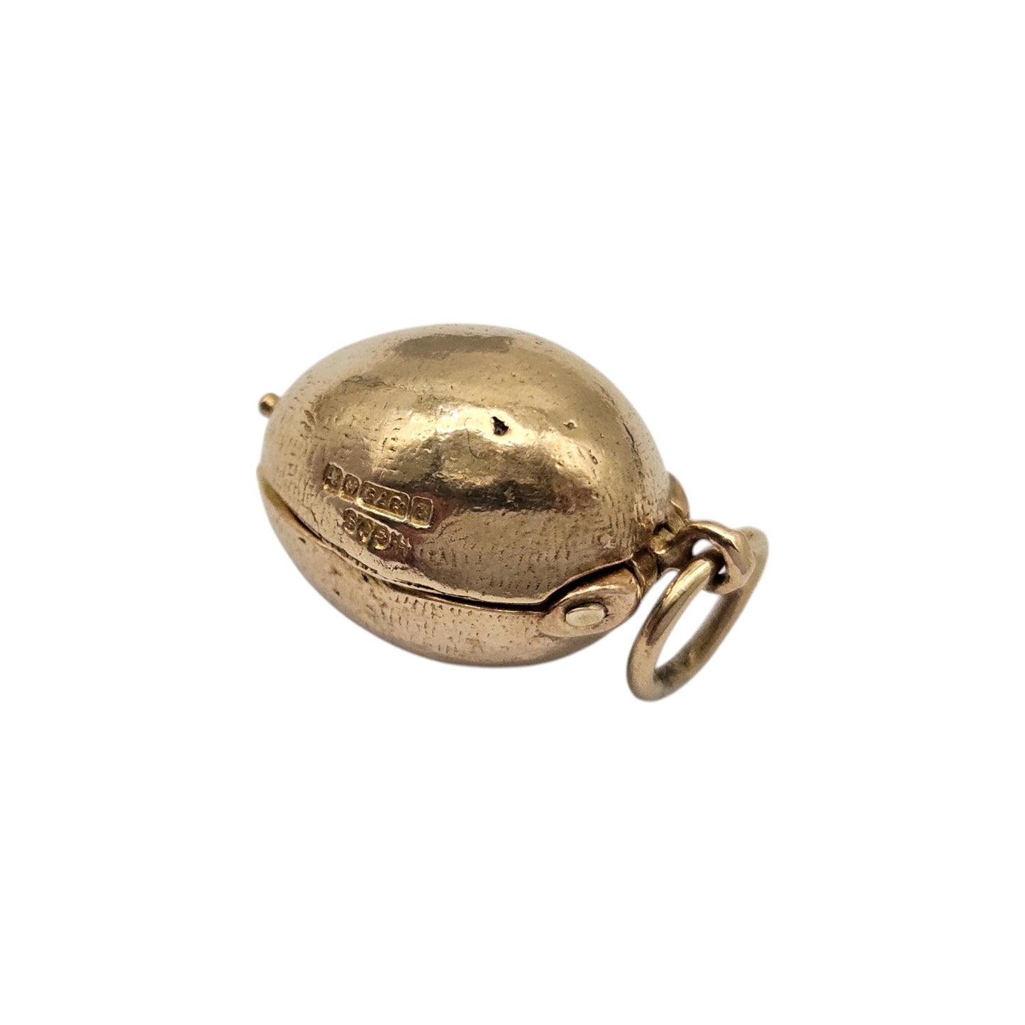 Heavy 9ct 375 Yellow Gold Chick Inside Egg Opening Charm c.1958 L 1.5 cm 6.2 g.