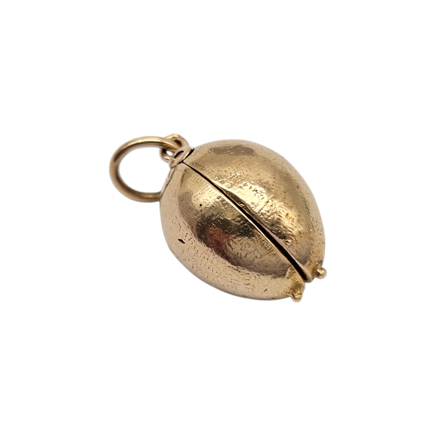 Heavy 9ct 375 Yellow Gold Chick Inside Egg Opening Charm c.1958 L 1.5 cm 6.2 g.