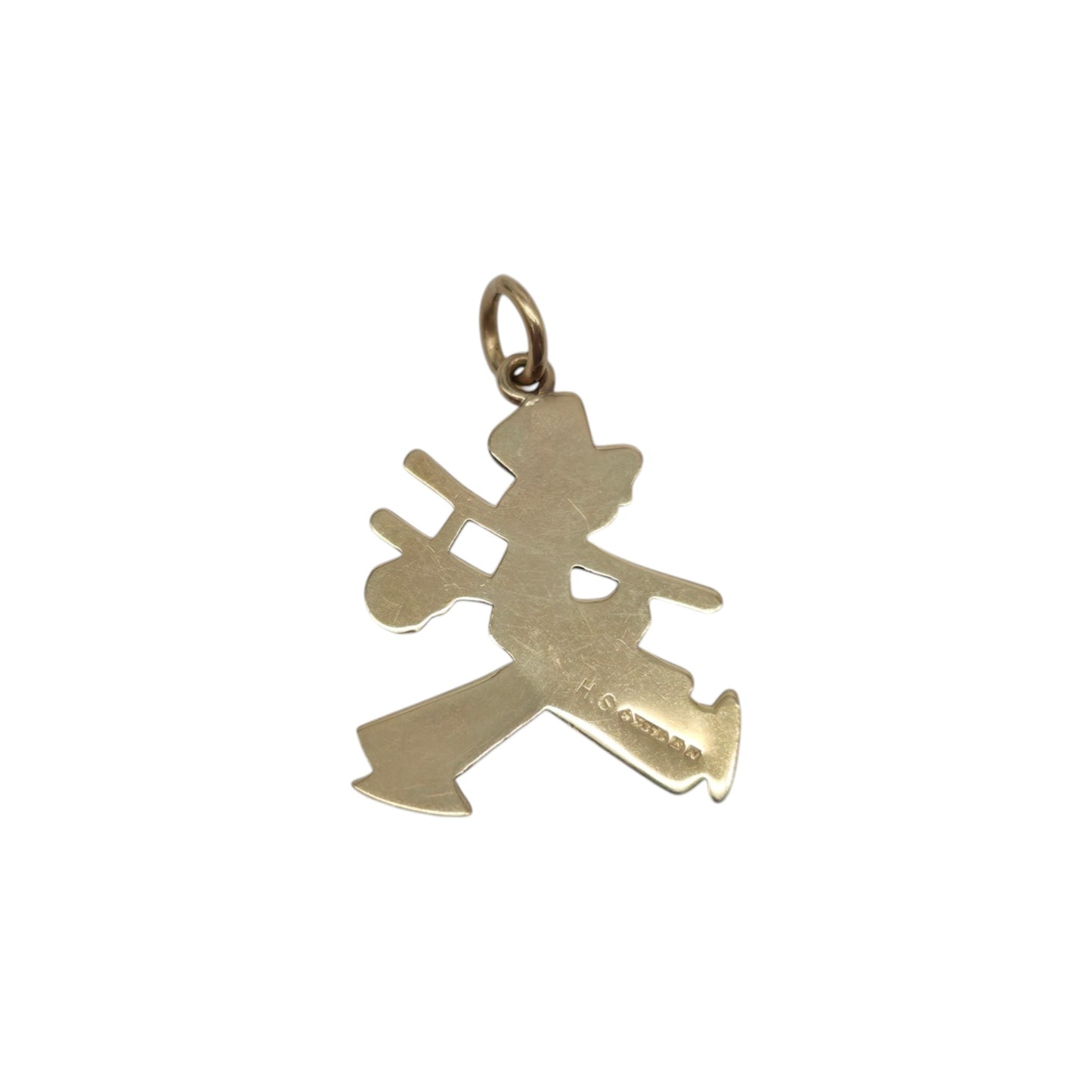 9ct 375 Yellow Gold Chimney Sweep Charm 1962 L 1.7 cm 1.0 g.