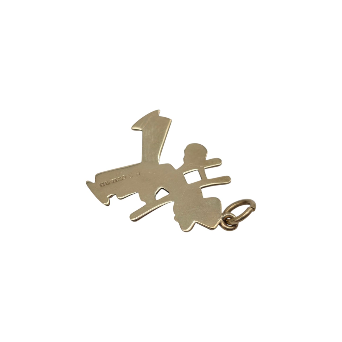 9ct 375 Yellow Gold Chimney Sweep Charm 1962 L 1.7 cm 1.0 g.